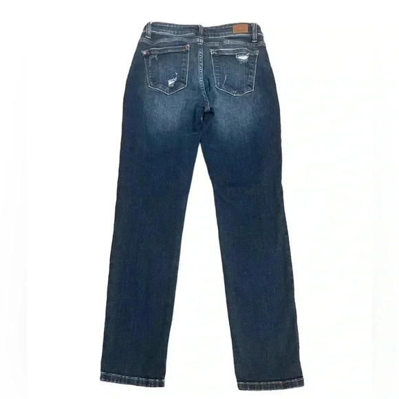 Judy Blue Skinny Fit JB82104DK Dark Wash Light Distressed Jeans Womens size 7/28 - Picture 2 of 16